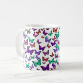 蝶かわいらしカラフルのパターン コーヒーマグカップ (正面左)