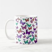 蝶かわいらしカラフルのパターン コーヒーマグカップ (左)