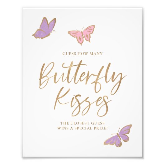 蝶かわいらしキス赤ちゃんシャワーゲーム フォトプリント            (正面)