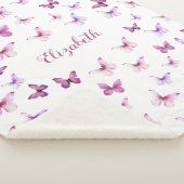 蝶かわいらしピンクと紫の少女 シェルパブランケット (3/4)