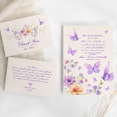 蝶かわいらしフローラブライダルシャワー サンキューカード