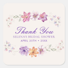 蝶かわいらしフローラブライダルシャワー スクエアシール