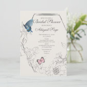 蝶かわいらしフローラ幾何学的ブライダルシャワー 招待状 (スタンド正面)