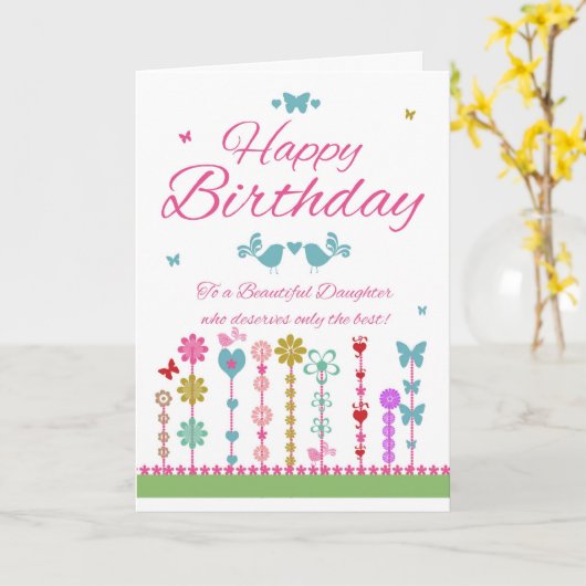 蝶かわいらし付き娘誕生日カード カード (黄色い花)
