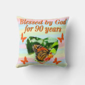 蝶かわいらし恵み90位誕生日枕 クッション (裏面)