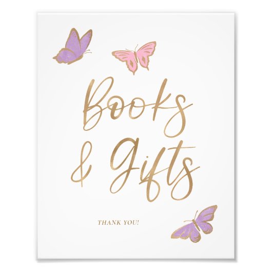 蝶かわいらし本とギフト赤ちゃんシャワー フォトプリント            (正面)