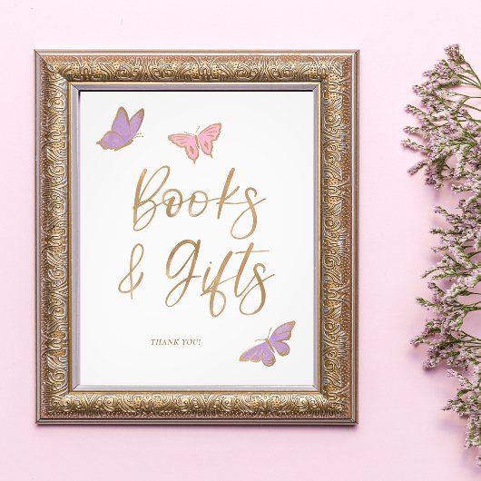 蝶かわいらし本とギフト赤ちゃんシャワー フォトプリント           