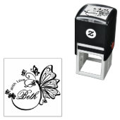 蝶かわいらし枠"愛と", 4文字の名前 セルフインキングスタンプ (インサイチュ)