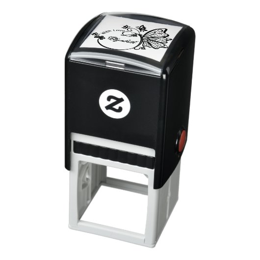 蝶かわいらし枠"愛と" 8-9文字の名前 セルフインキングスタンプ (商品)