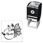 蝶かわいらし枠"愛と" 8-9文字の名前 セルフインキングスタンプ (インサイチュ)