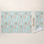 蝶かわいらし柄ガールズ ビーチタオル (正面)