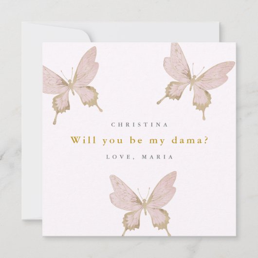 蝶かわいらし玉プロポーザルキンセアニェラ写真 招待状 (正面)