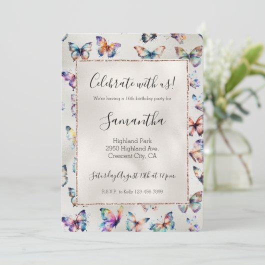 蝶かわいらし真珠 招待状 (スタンド正面)