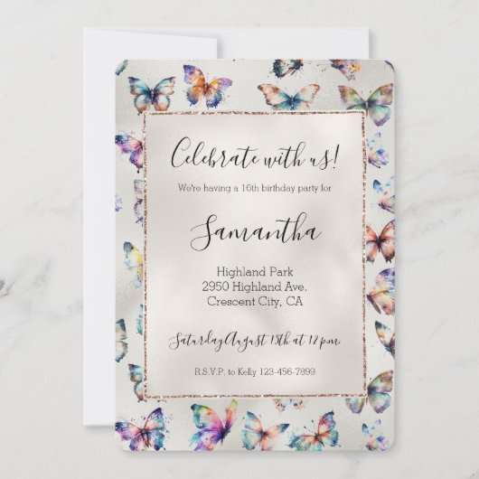 蝶かわいらし真珠 招待状 (正面)