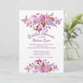 蝶かわいらし紫フローラブライダルシャワー 招待状 (スタンド正面)