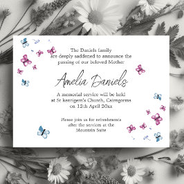 蝶かわいらし葬儀発表カード 招待状