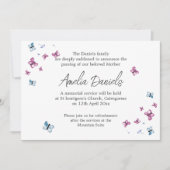 蝶かわいらし葬儀発表カード 招待状 (正面)