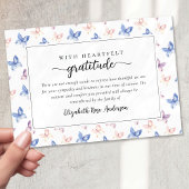 蝶かわいらし薄紫ブルー悔やみや弔慰葬儀 サンキューカード