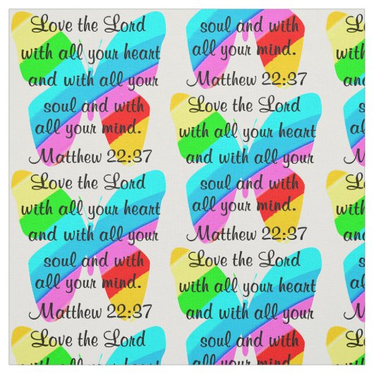 蝶かわいらし蝶マタイ22:37デザイン ファブリック (見本)