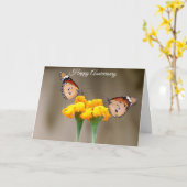 蝶かわいらし記念日グリーティングカード カード (黄色い花)