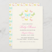 蝶かわいらし赤ちゃんシャワー招待状 招待状 (正面/裏面)