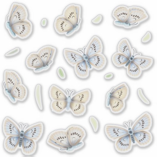 蝶かわいらし透明ウィンドウと鏡 シール (正面)