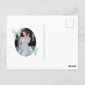 蝶かわいらし青の写真キンセアニェラありがとう ポストカード (裏面)