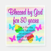 蝶かわいらし80位誕生日ナプキンス スタンダードランチョンナプキン (正面)