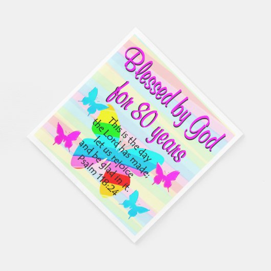 蝶かわいらし80位誕生日ナプキンス スタンダードランチョンナプキン (角)