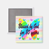 蝶かわいらし80位誕生日恵み磁石 マグネット (正面/裏面)