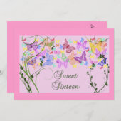蝶かわいらし、Sweet sixteen招待状 招待状 (正面/裏面)