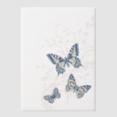 蝶がアートブルーコーラルクリー結婚ムを埋めた ベラム紙招待状 (正面)