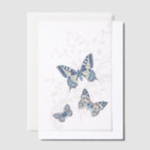 蝶がアートブルーコーラルクリー結婚ムを埋めた ベラム紙招待状 (オフセット)