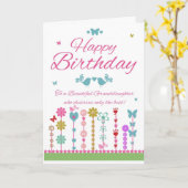 蝶が付いているかわいらしい孫娘のバースデー・カード カード (黄色い花)