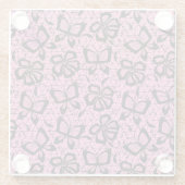 蝶が付いているレースパターン ガラスコースター (裏面)