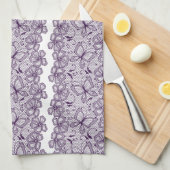 蝶が付いているレースパターン キッチンタオル (四つ折り)