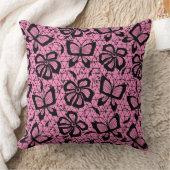 蝶が付いているレースパターン クッション (ブランケット)