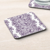 蝶が付いているレースパターン コースター (左側)