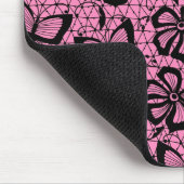 蝶が付いているレースパターン マウスパッド (コーナー)