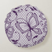 蝶が付いているレースパターン ラウンドクッション (裏面)