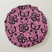 蝶が付いているレースパターン ラウンドクッション (裏面)