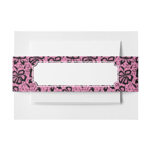 蝶が付いているレースパターン 招待状ベリーバンド (正面例)