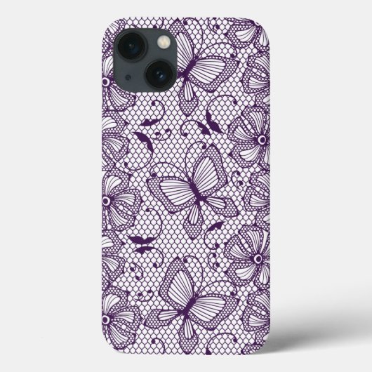 蝶が付いているレースパターン Case-Mate iPhoneケース (裏面)