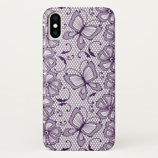 蝶が付いているレースパターン Case-Mate iPhoneケース (裏面)