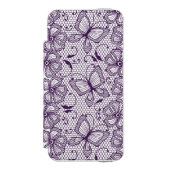 蝶が付いているレースパターン INCIPIO iPhoneウォレットケース (フォリオ 正面)