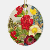 蝶が付いているヴィンテージの花の花束 セラミックオーナメント (左)