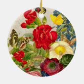 蝶が付いているヴィンテージの花の花束 セラミックオーナメント (裏面)