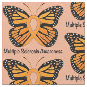 蝶が付いている多発性硬化の認識度のリボン ファブリック (クローズアップ)