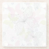 蝶が付いている背景 ガラスコースター (裏面)