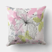 蝶が付いている背景 クッション (裏面)